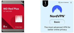 WD Red Plus 8TB 5640 RPM 256MB Cache SATA 6.0Gb/s 3.5" Hard Drives -WD80EFPX NordVPN Basic, 10 Devices/1 Year - Most Advanced VPN, Digital Code WD Red Plus 8TB 5640 RPM 256MB Cache SATA 6.0Gb/s 3.5" Hard Drives -WD80EFPX NordVPN Basic, 10 Devices/1 Year - Most Advanced VPN, Digital Code