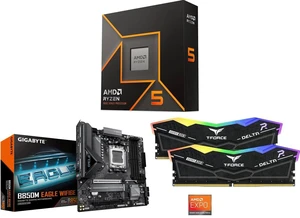 AMD Ryzen 5 9600X 6-Core 3.9GHz, AM5, Radeon Graphics, GIGABYTE B850M EAGLE WIFI6E M-ATX Motherboard, DDR5, 2x M.2, PCIe 5.0, USB-C, 2.5GbE LAN, Team T-Force Delta RGB 32GB DDR5 6000 RAM AMD Ryzen 5 9600X 6-Core 3.9GHz, AM5, Radeon Graphics, GIGABYTE B850M EAGLE WIFI6E M-ATX Motherboard, DDR5, 2x M.2, PCIe 5.0, USB-C, 2.5GbE LAN, Team T-Force Delta RGB 32GB DDR5 6000 RAM