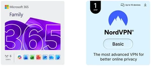 Microsoft 365 Family | 12-Month Subscription, Up to 6 People | Word, Excel, PowerPoint | 1TB OneDrive Cloud Storage | PC/MAC Instant Download NordVPN Basic, 10 Devices/1 Year - Most Advanced VPN, Digital Code Microsoft 365 Family | 12-Month Subscription, Up to 6 People | Word, Excel, PowerPoint | 1TB OneDrive Cloud Storage | PC/MAC Instant Download NordVPN Basic, 10 Devices/1 Year - Most Advanced VPN, Digital Code