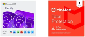 Microsoft 365 Family 12-Month Subscription, Up to 6 People | Word, Excel, PowerPoint | 2TB Cloud Storage | PC/MAC Download McAfee Total Protection (1-Device) Antivirus with Scam Protection (1-Year Auto-Renewal) Microsoft 365 Family 12-Month Subscription, Up to 6 People | Word, Excel, PowerPoint | 2TB Cloud Storage | PC/MAC Download McAfee Total Protection (1-Device) Antivirus with Scam Protection (1-Year Auto-Renewal)