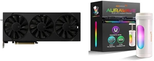 XFX Swift AMD Radeon RX 9070 XT RNDA 4 16GB 256-Bit GDDR6 PCI-Express 5.0 RDNA 4 Graphics Card RX-97TSWF3B9 and AAAwave AURAWAVE GPU Support Bracket, Anti-Sag Video Card Holder, Adjustable Height GPU Bracket with Magnet Base, 5V 3PIN ARGB Graphics Card Brace Support 67-110mm (White) XFX Swift AMD Radeon RX 9070 XT RNDA 4 16GB 256-Bit GDDR6 PCI-Express 5.0 RDNA 4 Graphics Card RX-97TSWF3B9 and AAAwave AURAWAVE GPU Support Bracket, Anti-Sag Video Card Holder, Adjustable Height GPU Bracket with Magnet Base, 5V 3PIN ARGB Graphics Card Brace Support 67-110mm (White)