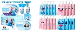 Frozen Birthday Party Supplies, 144 Pcs Frozen Party Tableware Set - Frozen Birthday Party Plates Cups Napkins Tablecloth Banner etc Elsa Birthday Party Supplies 2th 4th Birthday for Serves 16 Guest and Stitch Party Favor Bags, Stitch Birthday Favor Bags Set - 16 Pcs Stitch Candy Bags, Stitch Party Bags for Boys/Girls Kids Stitch Themed Birthday Party Decoration Supplies Frozen Birthday Party Supplies, 144 Pcs Frozen Party Tableware Set - Frozen Birthday Party Plates Cups Napkins Tablecloth Banner etc Elsa Birthday Party Supplies 2th 4th Birthday for Serves 16 Guest and Stitch Party Favor Bags, Stitch Birthday Favor Bags Set - 16 Pcs Stitch Candy Bags, Stitch Party Bags for Boys/Girls Kids Stitch Themed Birthday Party Decoration Supplies