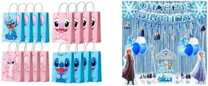 Stitch Party Favor Bags, Stitch Birthday Favor Bags Set - 16 Pcs Stitch Candy Bags, Stitch Party Bags for Boys/Girls Kids Stitch Themed Birthday Party Decoration Supplies and Frozen Birthday Party Supplies-55pcs Frozen Party Decorations Set-Frozen Balloon,Elsa Foil Balloon,Snowflake Balloons Banner Cake Toppers Crown Tiara Wand etc Elsa Frozen Decorations for Girls Party Stitch Party Favor Bags, Stitch Birthday Favor Bags Set - 16 Pcs Stitch Candy Bags, Stitch Party Bags for Boys/Girls Kids Stitch Themed Birthday Party Decoration Supplies and Frozen Birthday Party Supplies-55pcs Frozen Party Decorations Set-Frozen Balloon,Elsa Foil Balloon,Snowflake Balloons Banner Cake Toppers Crown Tiara Wand etc Elsa Frozen Decorations for Girls Party