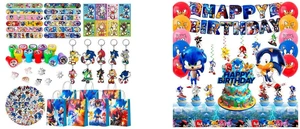 Sonic Party Favors for Kids, 110 Pcs Sonic Birthday Party Favors Set - Sonic Gift Bags Key Chains Stickers Slap Bands Seals etc Sonic Party Supplies for Sonic Birthday Decorations and 35 Pcs Sonic Party Decorations Set - Sonic Birthday Decorations Banners Tablecloth & Sonic Balloons Cake Toppers and Other Sonic Birthday Party Supplies for Boys/Girls Sonic Party Favors for Kids, 110 Pcs Sonic Birthday Party Favors Set - Sonic Gift Bags Key Chains Stickers Slap Bands Seals etc Sonic Party Supplies for Sonic Birthday Decorations and 35 Pcs Sonic Party Decorations Set - Sonic Birthday Decorations Banners Tablecloth & Sonic Balloons Cake Toppers and Other Sonic Birthday Party Supplies for Boys/Girls