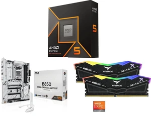AMD Ryzen 5 9600X 6-Core 3.9GHz, AM5, Radeon Graphics, ASUS B850 MAX GAMING WIFI, AM5 ATX, DDR5, PCIe 5.0, 3x M.2, Wi-Fi 6E, 2.5Gb LAN, USB-C, DisplayPort, HDMI, T-Force Delta RGB 32GB DDR5 6000 RAM AMD Ryzen 5 9600X 6-Core 3.9GHz, AM5, Radeon Graphics, ASUS B850 MAX GAMING WIFI, AM5 ATX, DDR5, PCIe 5.0, 3x M.2, Wi-Fi 6E, 2.5Gb LAN, USB-C, DisplayPort, HDMI, T-Force Delta RGB 32GB DDR5 6000 RAM
