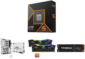 AMD Ryzen 5 9600X 6-Core 3.9GHz, AM5, Radeon Graphics, ASUS B850 MAX GAMING WIFI, DDR5, PCIe 5.0, Wi-Fi 6E, 2.5Gb LAN, USB-C, T-Force Delta RGB 32GB DDR5 6000 RAM, Team G50 1TB PCIe 4.0 SSD AMD Ryzen 5 9600X 6-Core 3.9GHz, AM5, Radeon Graphics, ASUS B850 MAX GAMING WIFI, DDR5, PCIe 5.0, Wi-Fi 6E, 2.5Gb LAN, USB-C, T-Force Delta RGB 32GB DDR5 6000 RAM, Team G50 1TB PCIe 4.0 SSD