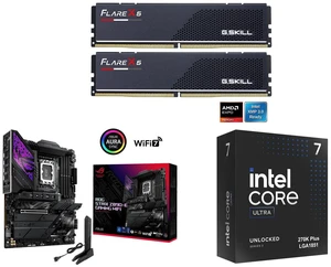 G.SKILL Flare X 64GB DDR5 6000 RAM, ASUS ROG STRIX Z890-E GAMING WIFI ATX motherboard, Intel Core Ultra 7 270K Plus Processor 24 cores up to 5.5 GHz, WiFi 7, 7x M.2, Thunderbolt 4, USB-C, AI Overclocking G.SKILL Flare X 64GB DDR5 6000 RAM, ASUS ROG STRIX Z890-E GAMING WIFI ATX motherboard, Intel Core Ultra 7 270K Plus Processor 24 cores up to 5.5 GHz, WiFi 7, 7x M.2, Thunderbolt 4, USB-C, AI Overclocking