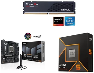 G.SKILL Flare X5 16GB DDR5 6000 RAM, ASUS TUF GAMING B850M-E WIFI mATX motherboard, 8+2+1 80A DrMOS, DDR5, PCIe 5.0, 3 M.2, WiFi 6E, 2.5Gb Ethernet, USB-C, AMD Ryzen 5 9600X 6-Core 3.9 GHz, Radeon Graphics, Socket AM5 G.SKILL Flare X5 16GB DDR5 6000 RAM, ASUS TUF GAMING B850M-E WIFI mATX motherboard, 8+2+1 80A DrMOS, DDR5, PCIe 5.0, 3 M.2, WiFi 6E, 2.5Gb Ethernet, USB-C, AMD Ryzen 5 9600X 6-Core 3.9 GHz, Radeon Graphics, Socket AM5