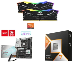 Team T-Force Delta RGB 32GB (2x16GB) DDR5 6000 RAM, MSI B850 GAMING PLUS WIFI Motherboard, ATX, AMD Ryzen 9000/8000/7000, AM5, DDR5, PCIe 5.0, M.2 Gen5, Wi-Fi 7, 5G LAN, AMD Ryzen 7 9800X3D, 8-Core 5.2 GHz, Radeon Graphics Team T-Force Delta RGB 32GB (2x16GB) DDR5 6000 RAM, MSI B850 GAMING PLUS WIFI Motherboard, ATX, AMD Ryzen 9000/8000/7000, AM5, DDR5, PCIe 5.0, M.2 Gen5, Wi-Fi 7, 5G LAN, AMD Ryzen 7 9800X3D, 8-Core 5.2 GHz, Radeon Graphics