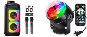 JYX Party Speaker, Portable Karaoke Machine, Dual Sub, Wireless Outdoor Speakers with Remote, DJ Lights, 2 Mics, T37-T Sound Activated Party Lights, Disco Ball Strobe for Home Dance Parties, Birthday, New Year, Halloween, Christmas Decor JYX Party Speaker, Portable Karaoke Machine, Dual Sub, Wireless Outdoor Speakers with Remote, DJ Lights, 2 Mics, T37-T Sound Activated Party Lights, Disco Ball Strobe for Home Dance Parties, Birthday, New Year, Halloween, Christmas Decor