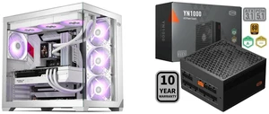 PCCOOLER CPS C3 T700 PC Case, Dual-Chamber Mid-Tower ATX Case, High-Airflow Computer Case, BTF Motherboard Supports, Sturdy Tempered Glass Front & Side Panels, White (Fans Not Included) and PCCOOLER CPS YN1000 Fully Modular Power Supply, 80 PLUS Gold 1000W PSU, 12V-2x6 Cable, ATX 3.1 & PCIe 5.1 Ready, 105°C Rated Japanese Capacitors, ECO Mode, 135mm FDB Fan, 10 Years Warranty PCCOOLER CPS C3 T700 PC Case, Dual-Chamber Mid-Tower ATX Case, High-Airflow Computer Case, BTF Motherboard Supports, Sturdy Tempered Glass Front & Side Panels, White (Fans Not Included) and PCCOOLER CPS YN1000 Fully Modular Power Supply, 80 PLUS Gold 1000W PSU, 12V-2x6 Cable, ATX 3.1 & PCIe 5.1 Ready, 105°C Rated Japanese Capacitors, ECO Mode, 135mm FDB Fan, 10 Years Warranty