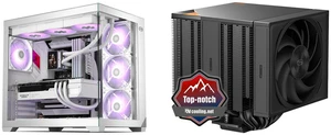 PCCOOLER CPS C3 T700 PC Case, Dual-Chamber Mid-Tower ATX Case, High-Airflow Computer Case, BTF Motherboard Supports, Sturdy Tempered Glass Front & Side Panels, White (Fans Not Included) and PCCOOLER CPS RZ820 Dual Tower CPU Air Cooler, 8 Heat Pipes, 290W TDP, Magnetic Aluminum ARGB Top Cover, 165mm Tall, 120mm & 140mm PWM Fans, for Intel LGA 1851/1700/1200/115X/20XX & AMD AM5/AM4, Black PCCOOLER CPS C3 T700 PC Case, Dual-Chamber Mid-Tower ATX Case, High-Airflow Computer Case, BTF Motherboard Supports, Sturdy Tempered Glass Front & Side Panels, White (Fans Not Included) and PCCOOLER CPS RZ820 Dual Tower CPU Air Cooler, 8 Heat Pipes, 290W TDP, Magnetic Aluminum ARGB Top Cover, 165mm Tall, 120mm & 140mm PWM Fans, for Intel LGA 1851/1700/1200/115X/20XX & AMD AM5/AM4, Black