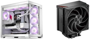 PCCOOLER CPS C3 T700 PC Case, Dual-Chamber Mid-Tower ATX Case, High-Airflow Computer Case, BTF Motherboard Supports, Sturdy Tempered Glass Front & Side Panels, White (Fans Not Included) and PCCOOLER CPS RZ500 CPU Air Cooler, 5 Direct Contact Heat Pipes, Fully Covering CPU Hotspot, 255W TDP, 155mm (H), 120mm PWM Fan, for AMD AM5/AM4 & Intel 1851/1700/1200/115X, Black PCCOOLER CPS C3 T700 PC Case, Dual-Chamber Mid-Tower ATX Case, High-Airflow Computer Case, BTF Motherboard Supports, Sturdy Tempered Glass Front & Side Panels, White (Fans Not Included) and PCCOOLER CPS RZ500 CPU Air Cooler, 5 Direct Contact Heat Pipes, Fully Covering CPU Hotspot, 255W TDP, 155mm (H), 120mm PWM Fan, for AMD AM5/AM4 & Intel 1851/1700/1200/115X, Black