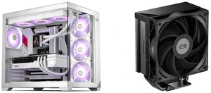 PCCOOLER CPS C3 T700 PC Case, Dual-Chamber Mid-Tower ATX Case, High-Airflow Computer Case, BTF Motherboard Supports, Sturdy Tempered Glass Front & Side Panels, White (Fans Not Included) and PCCOOLER CPS RT500 TC CPU Air Cooler, 5 Direct Contact Heat Pipes, 245W TDP, 152mm Tall, 120mm PWM Slient Fan, for Intel LGA1851/1700/1200/115X & AMD AM5/AM4, Black PCCOOLER CPS C3 T700 PC Case, Dual-Chamber Mid-Tower ATX Case, High-Airflow Computer Case, BTF Motherboard Supports, Sturdy Tempered Glass Front & Side Panels, White (Fans Not Included) and PCCOOLER CPS RT500 TC CPU Air Cooler, 5 Direct Contact Heat Pipes, 245W TDP, 152mm Tall, 120mm PWM Slient Fan, for Intel LGA1851/1700/1200/115X & AMD AM5/AM4, Black