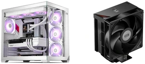 PCCOOLER CPS C3 T700 PC Case, Dual-Chamber Mid-Tower ATX Case, High-Airflow Computer Case, BTF Motherboard Supports, Sturdy Tempered Glass Front & Side Panels, White (Fans Not Included) and PCCOOLER CPS RT500 Digital CPU Air Cooler, 5 Direct Contact Heat Pipes, 245W TDP, Digital Display Top Cover, 152mm Tall, 120mm PWM Slient Fan, for Intel LGA1851/1700/1200/115X & AMD AM5/AM4, Black PCCOOLER CPS C3 T700 PC Case, Dual-Chamber Mid-Tower ATX Case, High-Airflow Computer Case, BTF Motherboard Supports, Sturdy Tempered Glass Front & Side Panels, White (Fans Not Included) and PCCOOLER CPS RT500 Digital CPU Air Cooler, 5 Direct Contact Heat Pipes, 245W TDP, Digital Display Top Cover, 152mm Tall, 120mm PWM Slient Fan, for Intel LGA1851/1700/1200/115X & AMD AM5/AM4, Black
