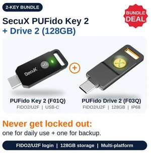 SecuX PUFido Key 2 - F01Q + SecuX PUFido Drive 2 Key - F03Q