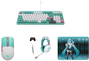 ASUS TUF Gaming K3 Gen II Hatsune Miku Edition RGB Keyboard, IP57 Waterproof, ASUS TUF Gaming Mini Wireless Mouse, ASUS TUF GAMING H1 GEN II Wired Headset, 40 mm Drivers, 7.1 Surround, 297g, ASUS TUF Gaming P1 Mouse Pad 360x260mm ASUS TUF Gaming K3 Gen II Hatsune Miku Edition RGB Keyboard, IP57 Waterproof, ASUS TUF Gaming Mini Wireless Mouse, ASUS TUF GAMING H1 GEN II Wired Headset, 40 mm Drivers, 7.1 Surround, 297g, ASUS TUF Gaming P1 Mouse Pad 360x260mm