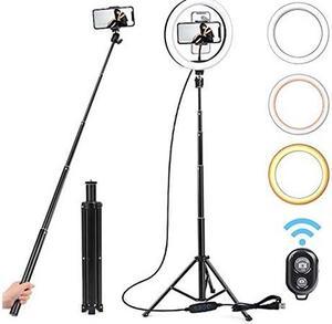 10" Selfie Ring Light with Adjustable Tripod Stand & Flexible Phone Holder 3 Color Modes & 10 Brightness USB Powered Perfect for YouTube Video/Live Streaming