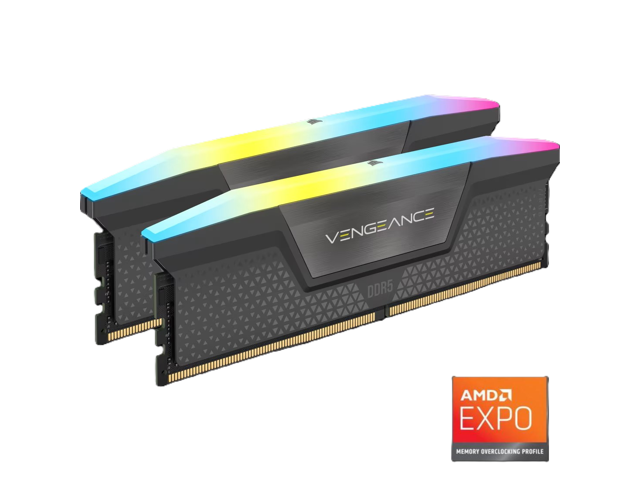 CORSAIR Vengeance RGB 32GB (2 x 16GB) 288-Pin PC RAM DDR5 6000 (PC5 48000) XMP 3.0 AMD EXPO Desktop Memory Model CMH32GX5M2B6000Z30K