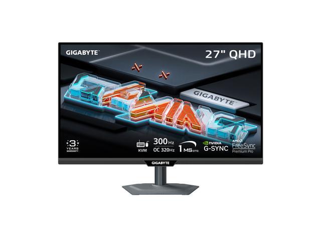 GIGABYTE 27" QHD 2K 1440P 300Hz/OC 320Hz IPS with AMD FreeSync Premium Pro & G-SYNC Compatible 1ms USB-C KVM Gaming Computer Monitor with Height