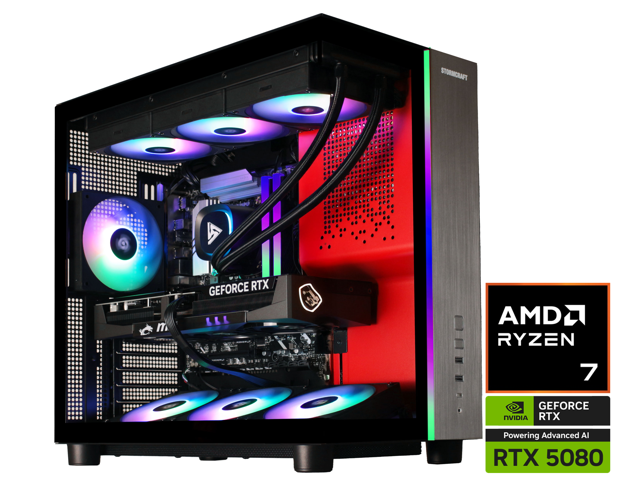STORMCRAFT Gaming PC PHANTOM AMD RYZEN 7 9800X3D NVIDIA GeForce RTX 5080 - AI Powered 32GB DDR5 6000MHz RGB 2TB NVMe SSD 360mm AIO 850W PSU Windows 11
