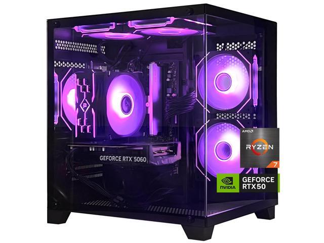 AOACE Prebuilt Gaming PC Desktop, AMD Ryzen 7 5700X, RTX 5060 8GB, 16GB DDR4, 1TB NVMe PCIe4.0 SSD, WiFi 6E, Windows 11 Home