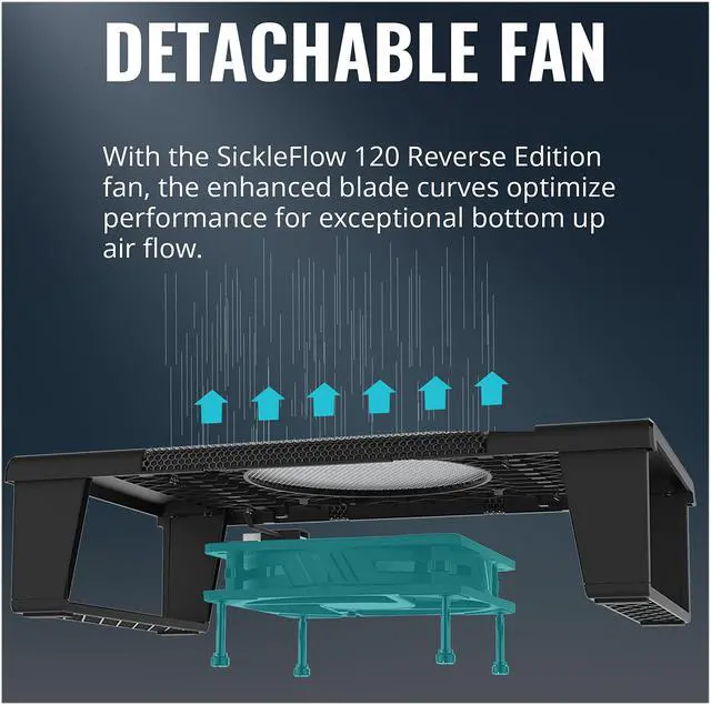 Alt view image 8 of 12 - Cooler Master NotePal Connect Stand Network Devices Cooling Solution, Metal Mesh, SickleFlow 120 Reverse Edition fan, and USB Connectivity