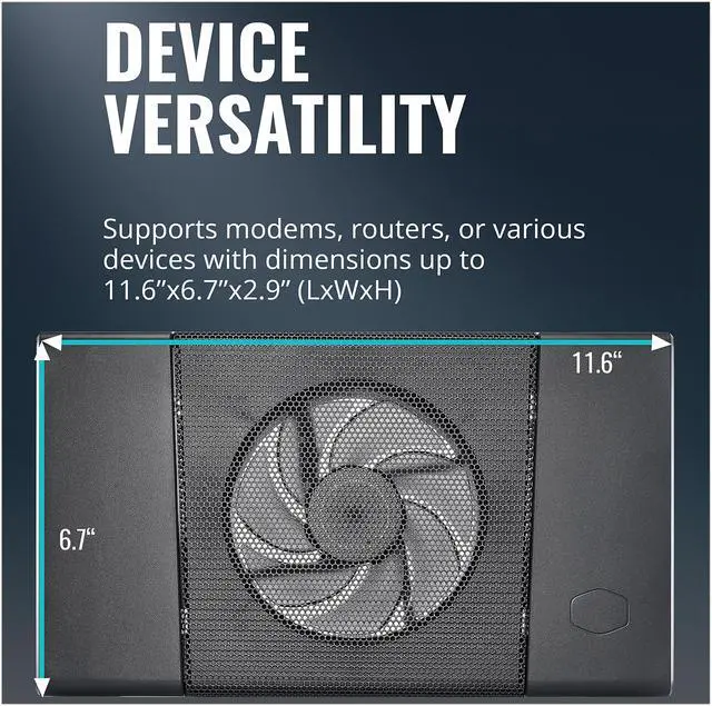 Alt view image 11 of 12 - Cooler Master NotePal Connect Stand Network Devices Cooling Solution, Metal Mesh, SickleFlow 120 Reverse Edition fan, and USB Connectivity