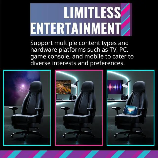 Alt view image 7 of 14 - Cooler Master Synk X Ultra Black Ergonomic Real-Time Tactile Immersion Chair, Retractable Leg Rest, All-in-one Controller, Breathable Fabric, Stable Rolling Base, Solid Structure (IXC-SX1-K-US1)