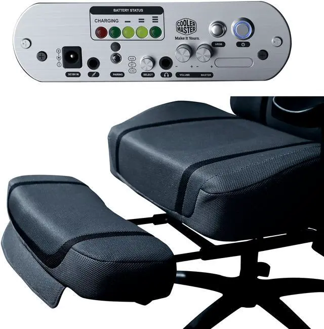 Alt view image 6 of 14 - Cooler Master Synk X Ultra Black Ergonomic Real-Time Tactile Immersion Chair, Retractable Leg Rest, All-in-one Controller, Breathable Fabric, Stable Rolling Base, Solid Structure (IXC-SX1-K-US1)