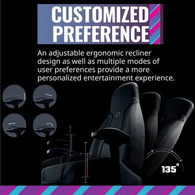 Alt view image 13 of 14 - Cooler Master Synk X Ultra Black Ergonomic Real-Time Tactile Immersion Chair, Retractable Leg Rest, All-in-one Controller, Breathable Fabric, Stable Rolling Base, Solid Structure (IXC-SX1-K-US1)