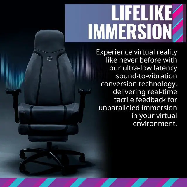 Alt view image 14 of 14 - Cooler Master Synk X Ultra Black Ergonomic Real-Time Tactile Immersion Chair, Retractable Leg Rest, All-in-one Controller, Breathable Fabric, Stable Rolling Base, Solid Structure (IXC-SX1-K-US1)