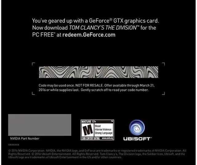 Alt view image 2 of 2 - NVIDIA Gift - Tom Clancy’s The Division