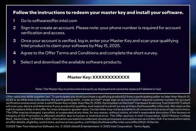 Alt view image 2 of 2 - Intel Builders Bundle Gift - Civilization VII & Assassins Creed Shadows - Limit 1 MASTER KEY PER VALID PURCHASE