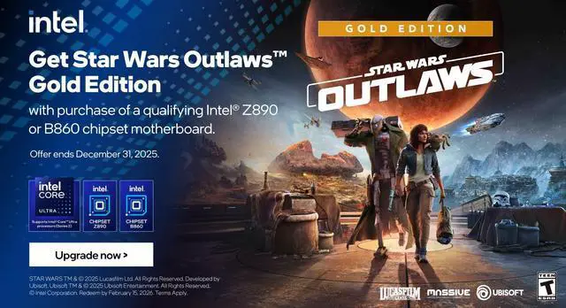 Main image of Intel Motherboard Bundle (Star Wars Outlaws Gold Edition) - Limit 1 MASTER KEY PER VALID PURCHASE