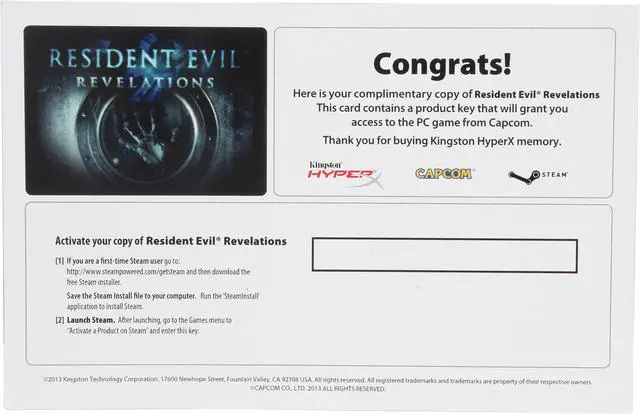 Main image of Kingston HyperX Resident Evil-Revelations PC Games
