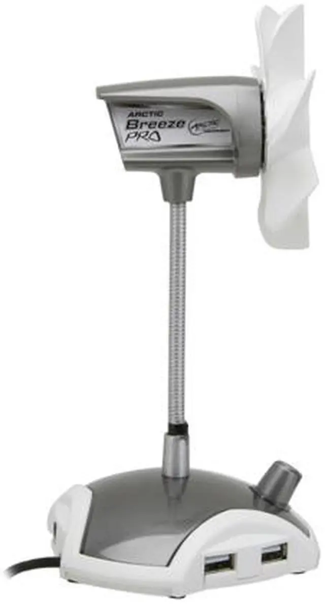Alt view image 3 of 5 - ARCTIC Breeze Pro USB-Powered 92mm Desktop Fan, Adjustable Fan Speed, 4-Port USB Hub - White
