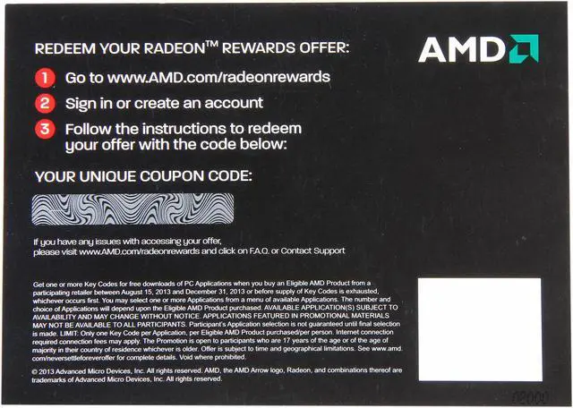 Alt view image 2 of 4 - AMD GIFT- RADEON GOLD REWARD for THREE FREE