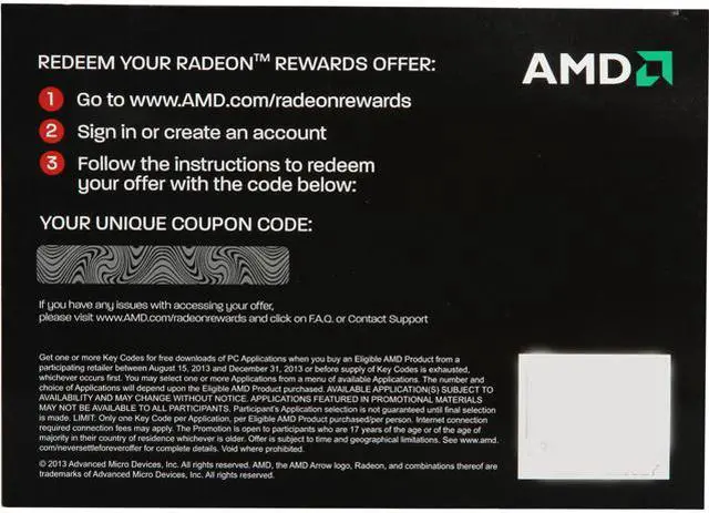 Alt view image 2 of 3 - AMD GIFT - RADEON BRONZE REWARD for ONE FREE Game