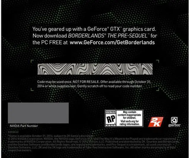 Alt view image 2 of 2 - NVIDIA Gift - Borderlands: The Pre-Sequel (Up to $60 Retail Value)
