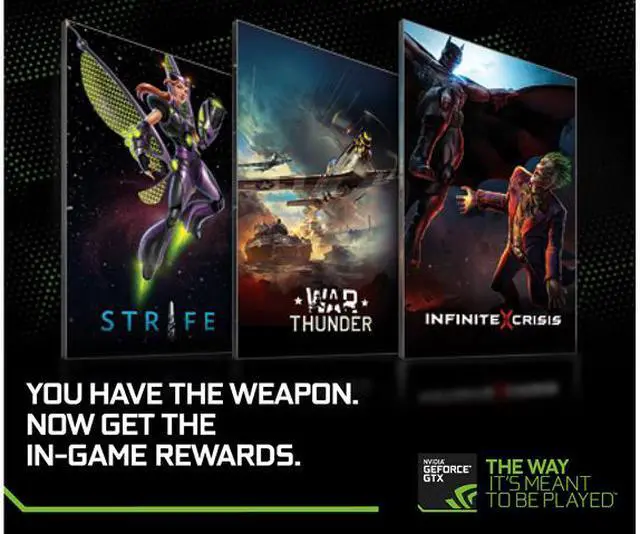 Main image of NVIDIA $150 In-Game currency for Strife, War Thunder, and Infinite Crisis