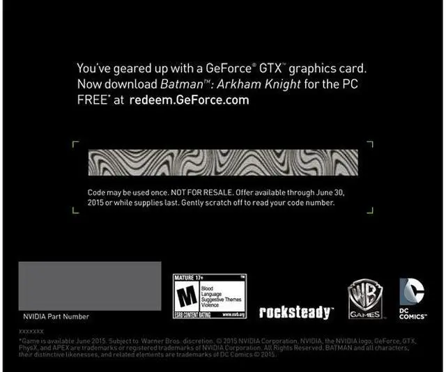 Alt view image 2 of 2 - NVIDIA GIFT Batman: Arkham Knight