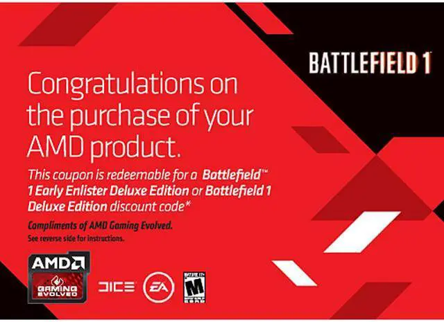 Main image of AMD Gift - Coupon Code for Battlefield 1 Early Enlister Deluxe Edition or Battlefield 1 Deluxe Edition discount code