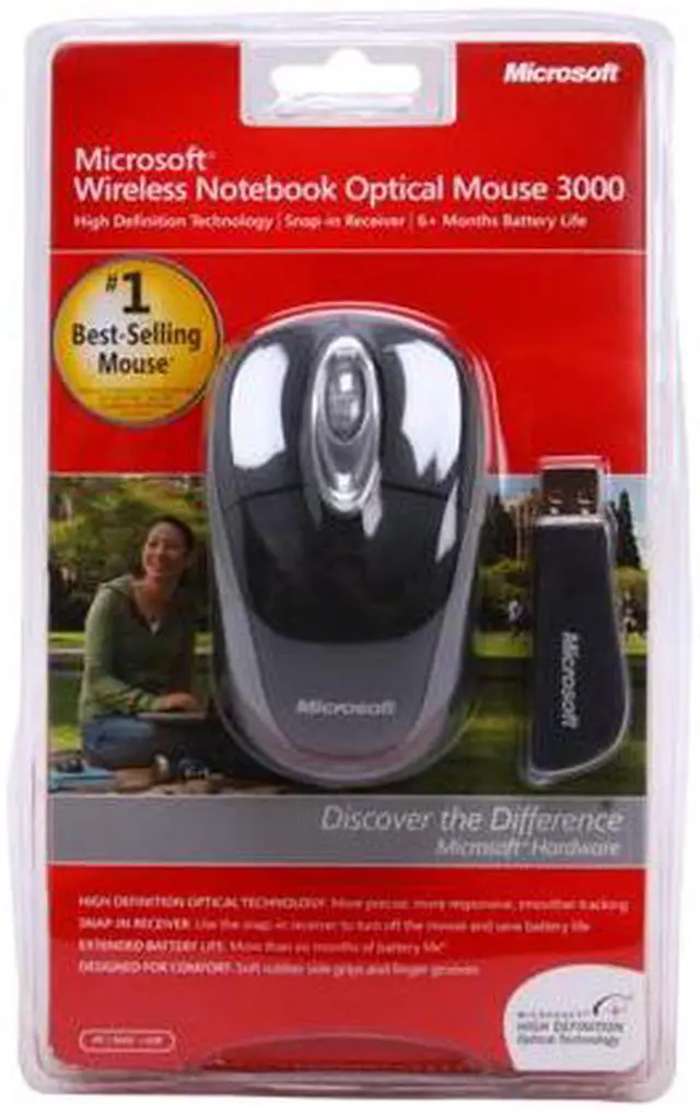 Open Box Microsoft Wireless Notebook Optical Mouse 3000 & Neoprene