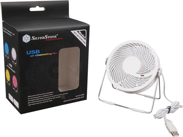 Alt view image 5 of 5 - Silverstone AP121W-USB Air Penetractor USB Powered Desktop Fan, White