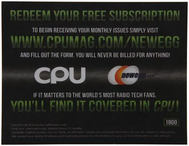 Main image of Newegg Free CPU Magazine Coupon
