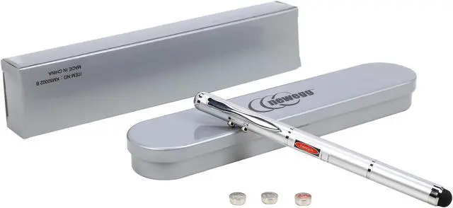 Alt view image 6 of 6 - Silver Metal Pen With Stylus / Laser / LED In A Box With Extra Battery Set