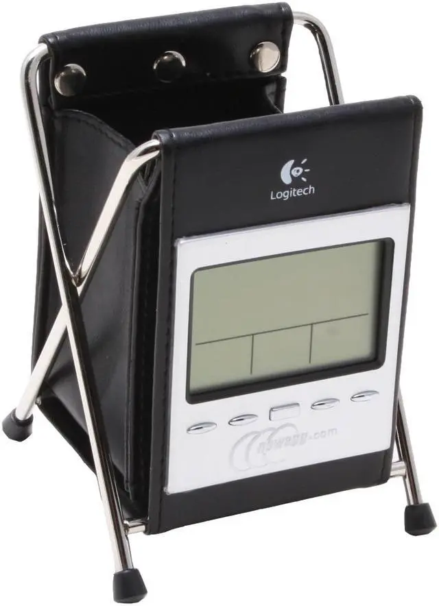 Main image of Portable Pencil Holder with Silver Clock Face and Logitech/Newegg Logo