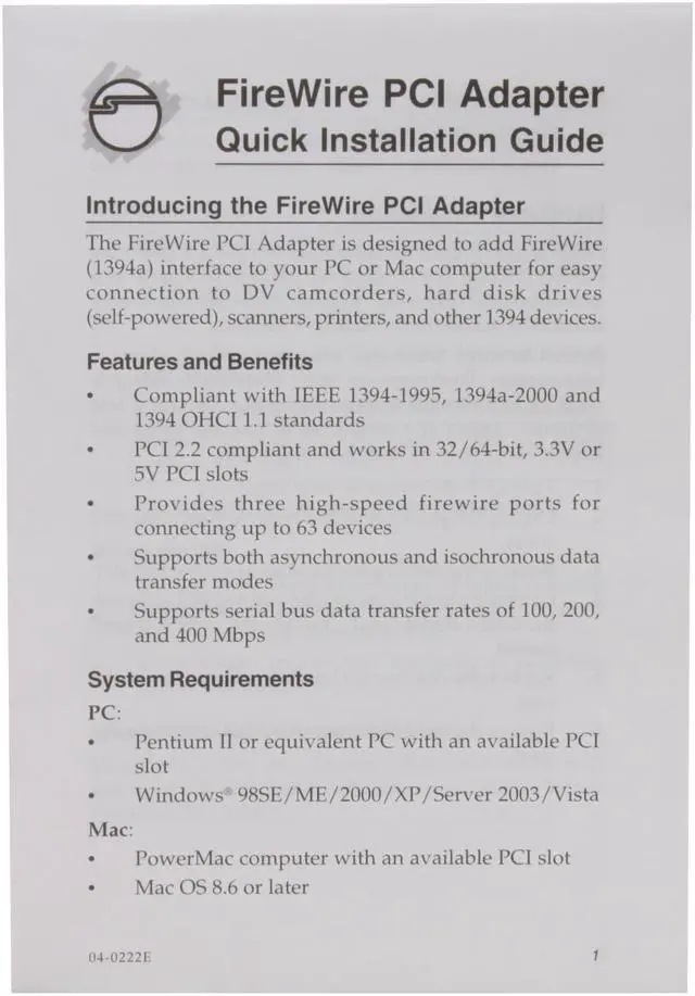 Alt view image 5 of 6 - SIIG 3-port 1394 (FireWire) PCI adapter Model NN-400012-S8