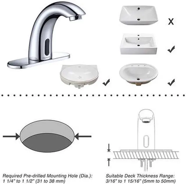 Alt view image 4 of 5 - Automatic Electronic Sensor Touchless Faucet Hands Free Bathroom Vessel Sink Tap